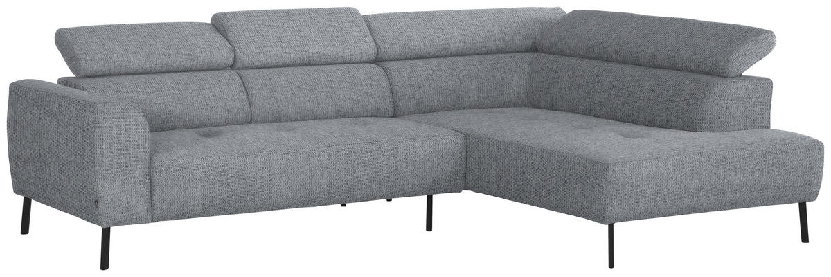 ECKSOFA in Webstoff Hellgrau  - Hellgrau/Schwarz, Design, Textil/Metall (280/205cm) - MID.YOU