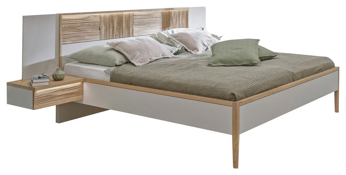 BETT 180/200 cm  in Taupe, Wildeiche  - Taupe/Wildeiche, Design, Holz/Holzwerkstoff (180/200cm) - Voglauer