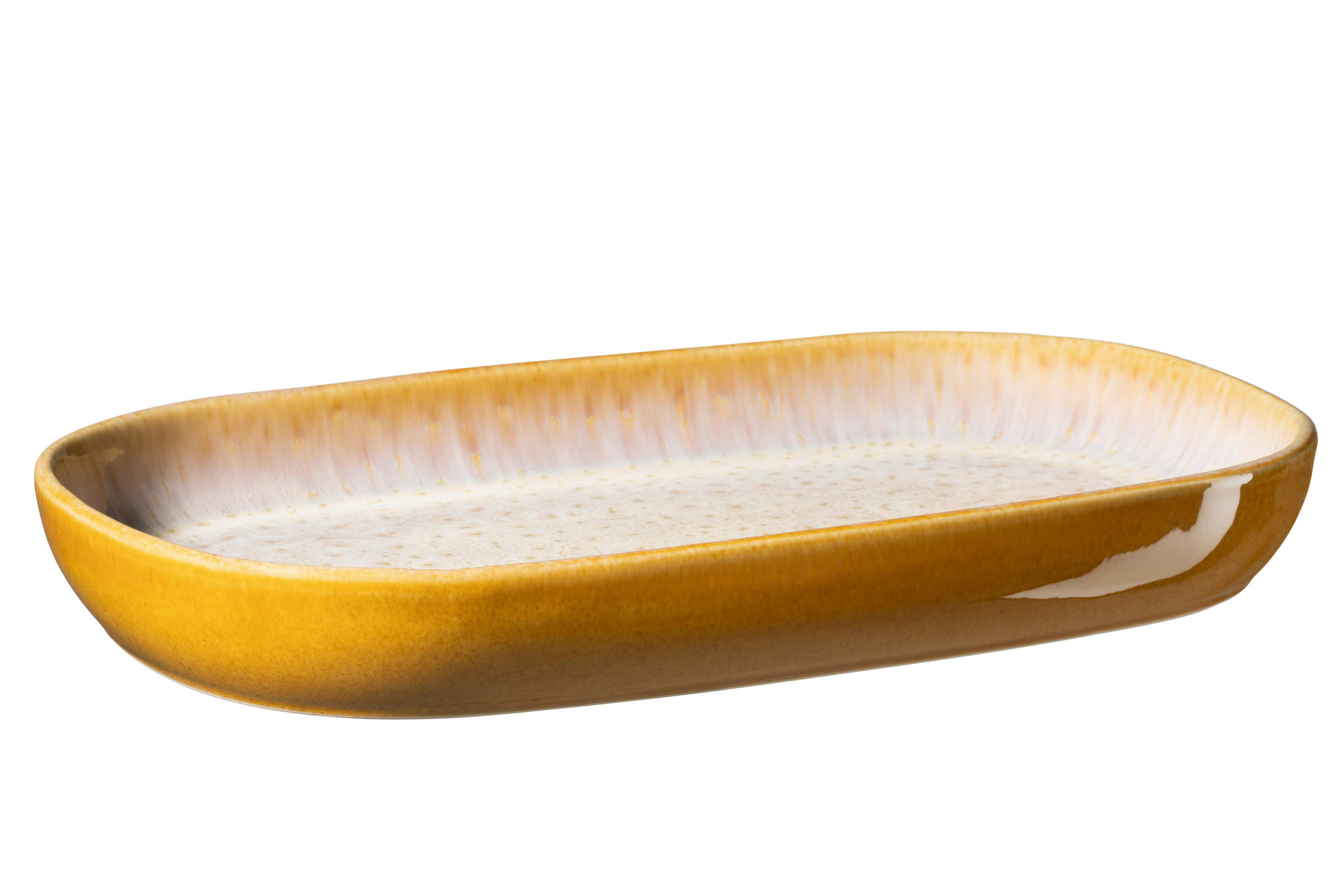 SERVIERPLATTE ALPENGLÜHEN  - Dunkelgelb/Weiß, Basics, Keramik (29,5/17,5/3,5cm) - Gipfelstück