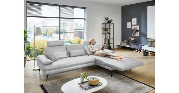 ECKSOFA in Echtleder Weiß 310/180 cm - Schwarz/Weiß, Design, Leder/Metall (310/180cm) - Dieter Knoll
