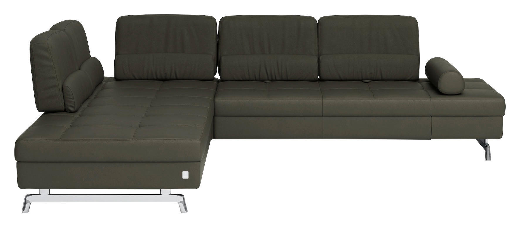 ECKSOFA inkl. Funktionen in Echtleder Grau  - Grau, Design, Leder/Metall (250/299cm) - Joop!