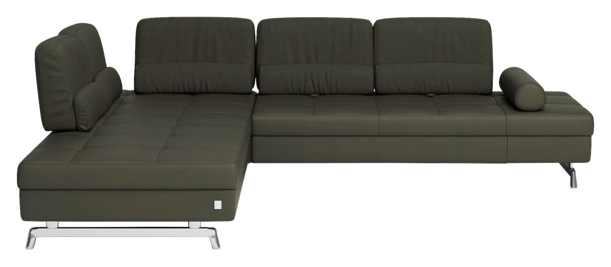 ECKSOFA inkl. Funktionen in Echtleder Grau  - Grau, Design, Leder/Metall (250/299cm) - Joop!