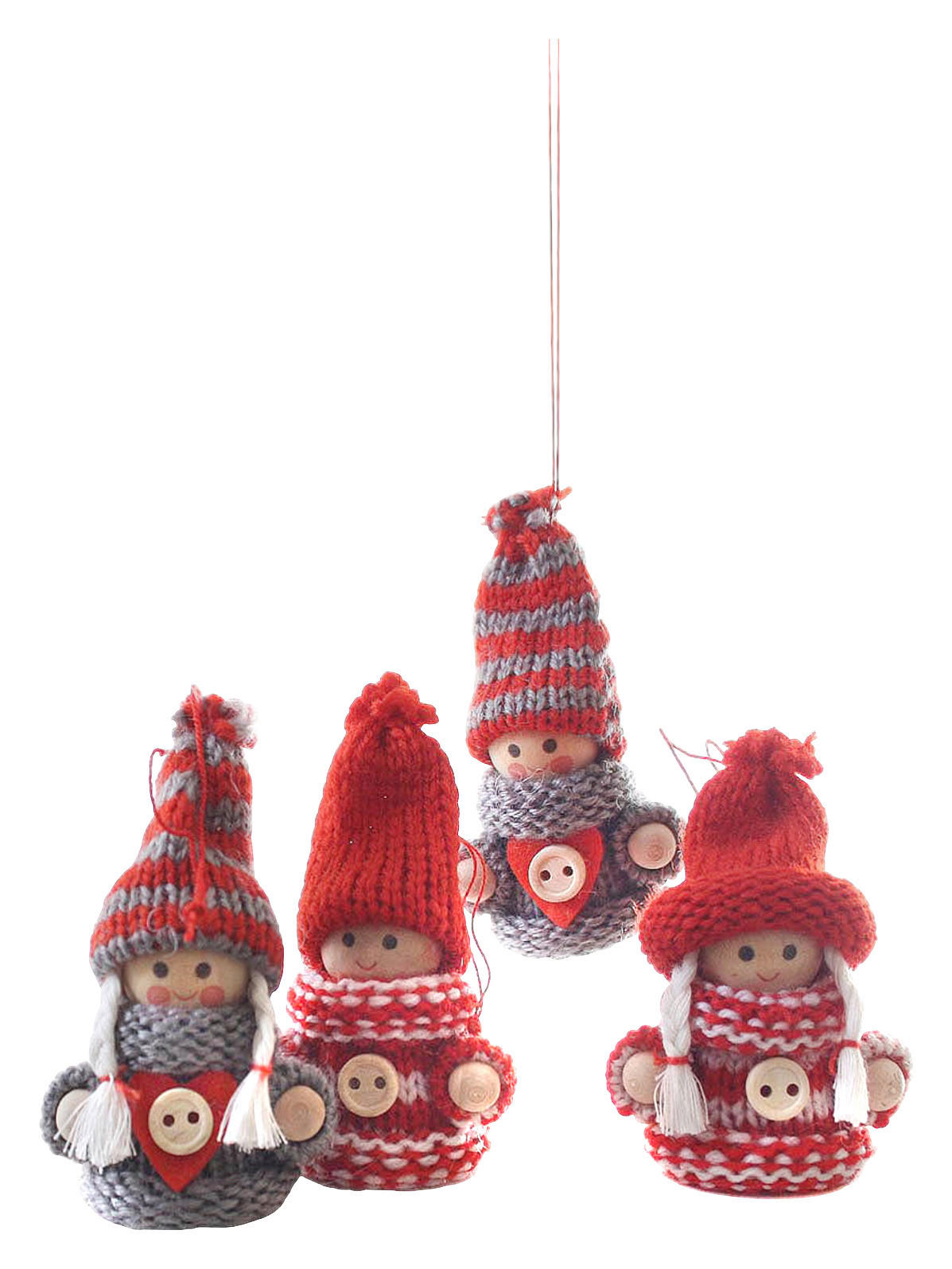 DEKORATIONSHÄNGE  - röd/grå, Lifestyle, textil (7cm) - X-Mas
