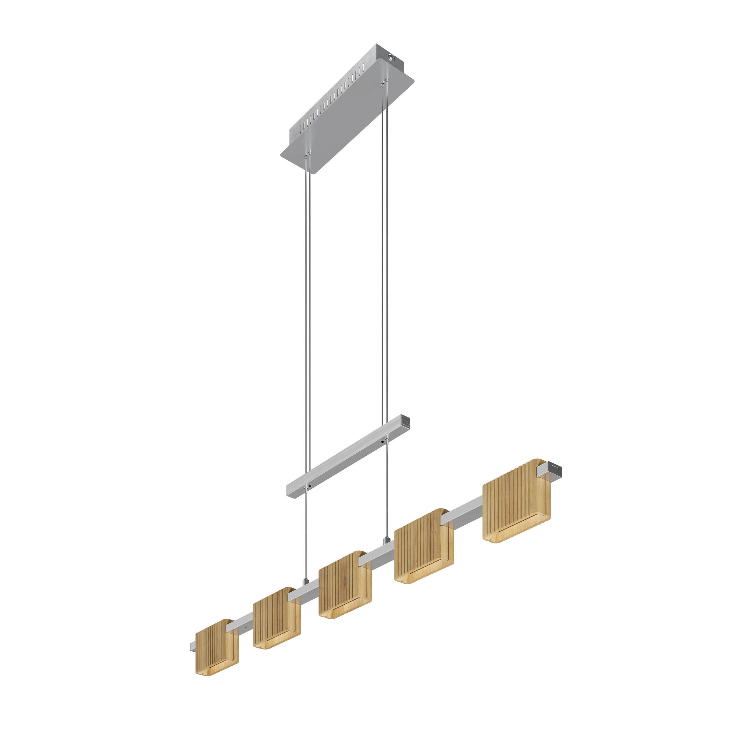 LED-HÄNGELEUCHTE Saalbach 100/10/150 cm   - Silberfarben, Natur, Holz/Metall (100/10/150cm)