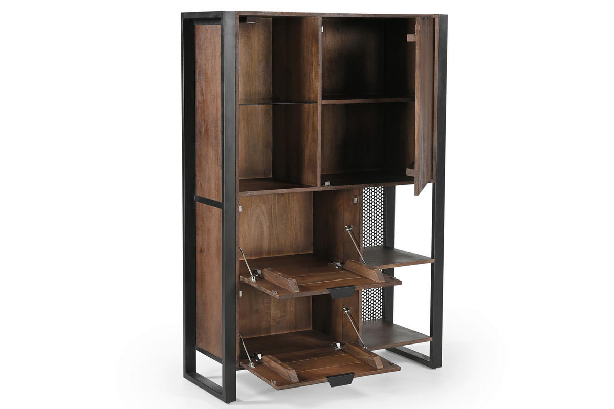 HIGHBOARD  104/150/40 cm 2 Schublade(n)  - Dunkelbraun/Anthrazit, KONVENTIONELL, Glas/Holz (104/150/40cm) - Livetastic