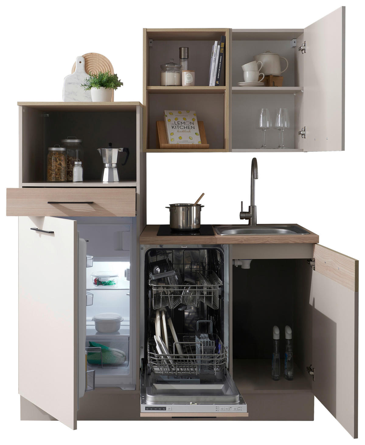 KÜCHENBLOCK   in Eichefarben, Kaschmir  - Kaschmir/Eichefarben, Trend, Holzwerkstoff/Metall (150/210/60cm) - MID.YOU