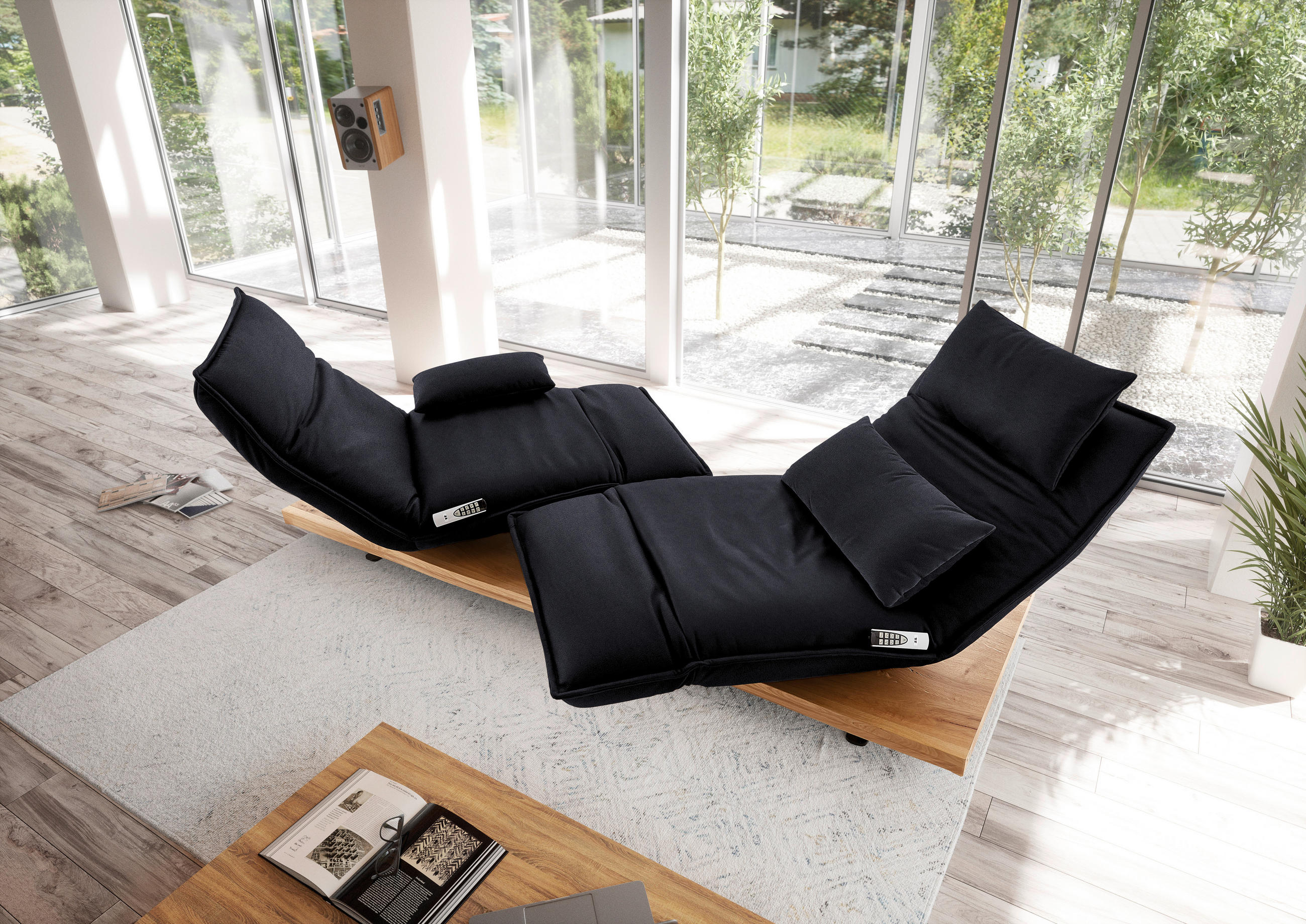 2-SITZER-SOFA in Leder Anthrazit  - Eichefarben/Anthrazit, Natur, Leder/Holz (240/63/115cm) - Koinor