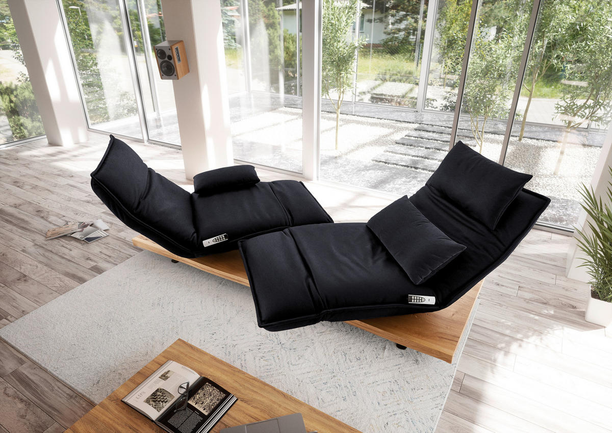 2-SITZER-SOFA in Echtleder Anthrazit  - Eichefarben/Anthrazit, Natur, Leder/Holz (240/63/115cm) - Koinor