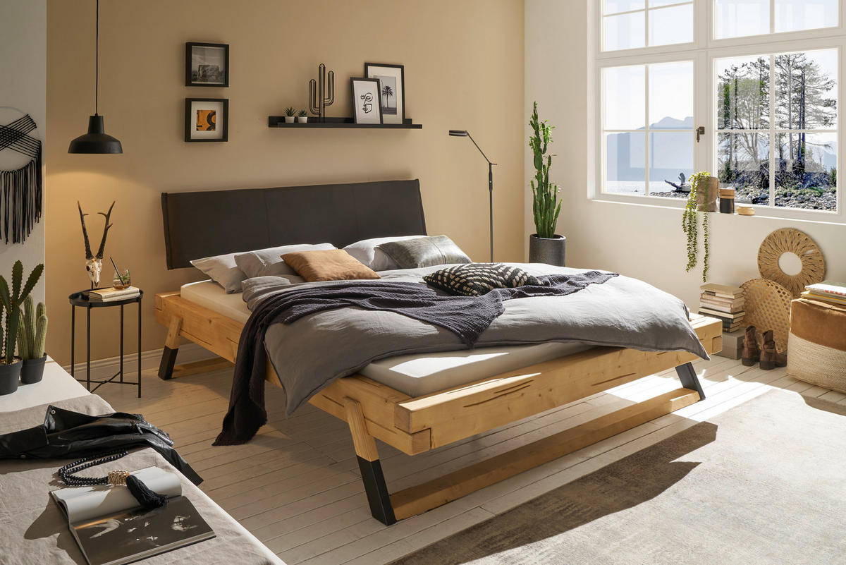 BETT 180/200 cm  in Fichtefarben   - Fichtefarben/Anthrazit, Modern, Holz/Textil (180/200cm) - MID.YOU