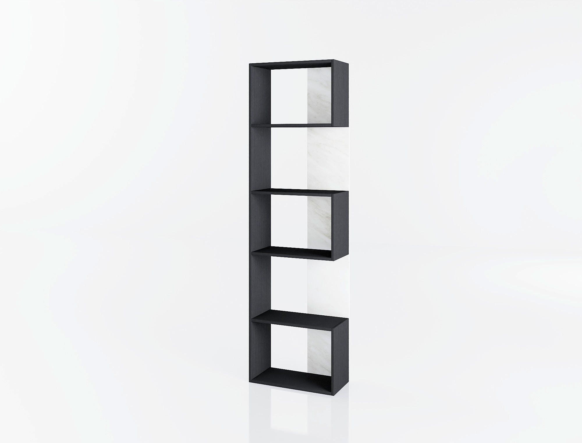 ETAJERĂ  50/175/25 cm alb, negru  - alb/negru, Modern, material pe bază de lemn (50/175/25cm) - Carryhome