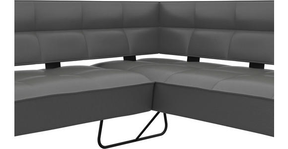 ECKBANK 165/207 cm  in Dunkelgrau  - Dunkelgrau/Schwarz, Design, Leder/Metall (165/207cm) - Moderano