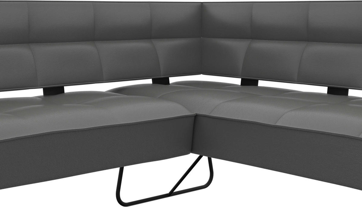 ECKBANK 165/207 cm Echtleder Dunkelgrau   - Dunkelgrau/Schwarz, Design, Leder/Metall (165/207cm) - Moderano