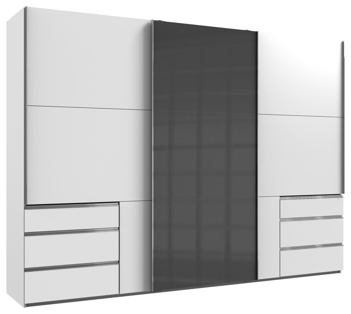 SCHWEBETÜRENSCHRANK  in Grau, Weiß  - Chromfarben/Weiß, MODERN, Holzwerkstoff (300/216/65cm) - MID.YOU