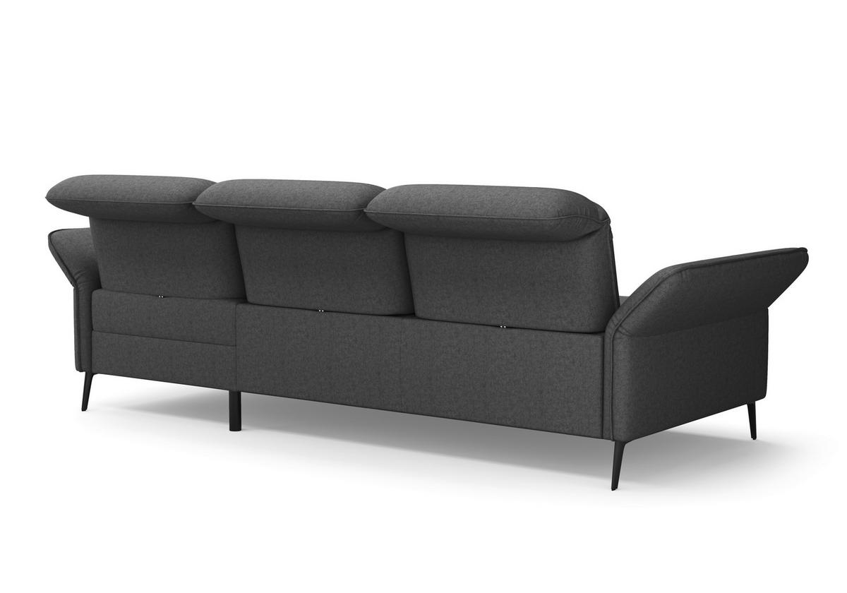 ECKSOFA in Flachgewebe Dunkelgrau  - Dunkelgrau/Schwarz, Konventionell, Textil/Metall (264/198cm) - Sit & More
