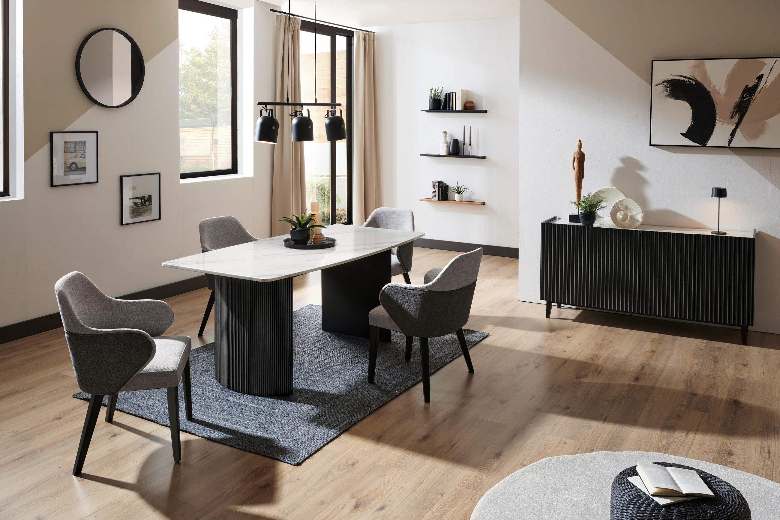 ESSTISCH in Holz, Holzwerkstoff, Wellpappe  - Schwarz, LIFESTYLE, Holz/Holzwerkstoff (180/75/90cm) - Livetastic