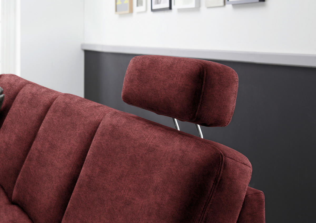 WOHNLANDSCHAFT in Velours Weinrot  - Eichefarben/Weinrot, Konventionell, Holz/Textil (167/316/235cm) - Beldomo System