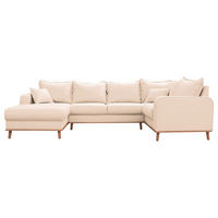 WOHNLANDSCHAFT Ecru  - Wengefarben/Ecru, Design, Holz/Textil (170/296/167cm) - Livetastic
