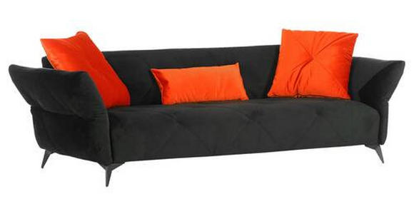 MEGASOFA Flachgewebe Schwarz  - Schwarz/Orange, LIFESTYLE, Textil/Metall (230/80/105cm) - Landscape