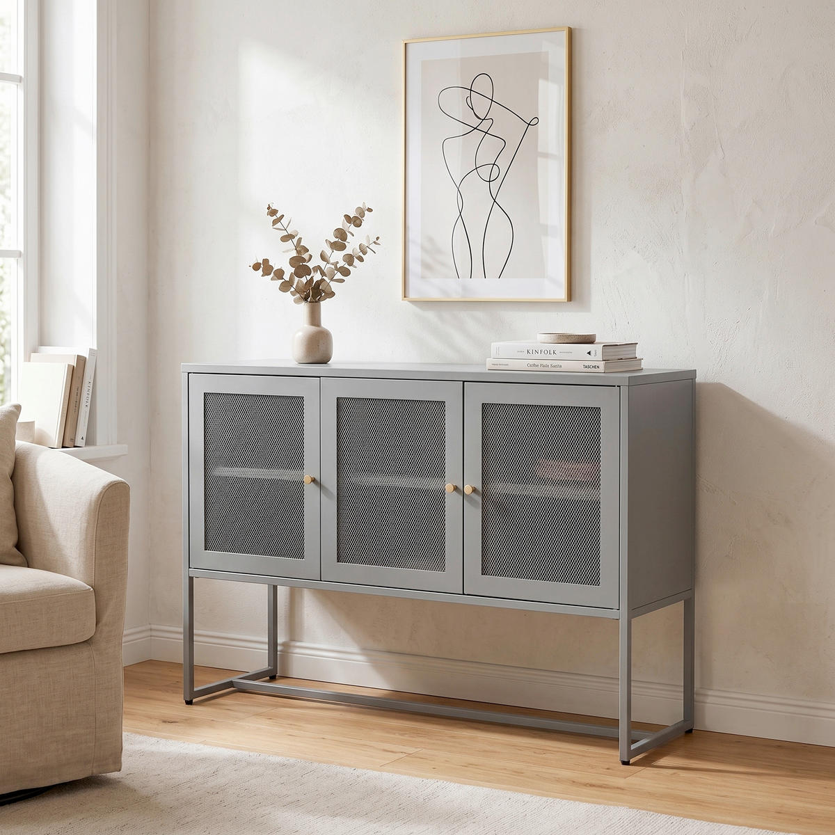 SIDEBOARD  120/80/40 cm  - Hellgrau, Design, Metall (120/80/40cm) - Livetastic