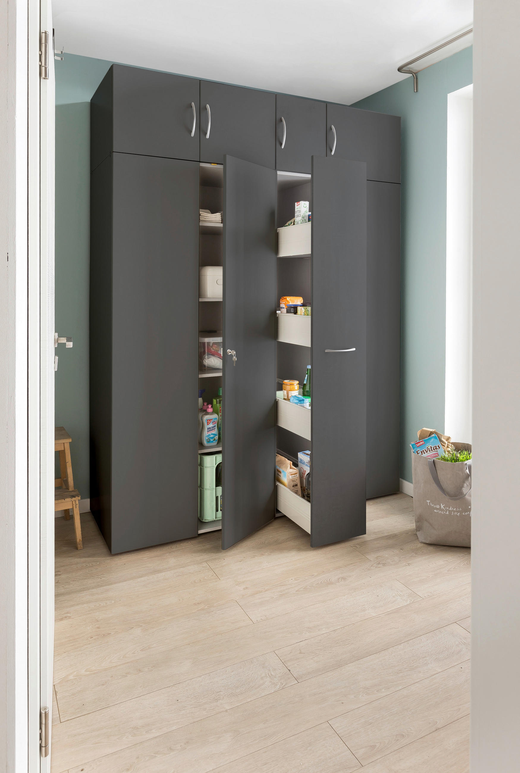 APOTHEKERSCHRANK 30/185/54 cm  in Graphitfarben  - Alufarben/Graphitfarben, KONVENTIONELL, Holzwerkstoff/Kunststoff (30/185/54cm) - Xora