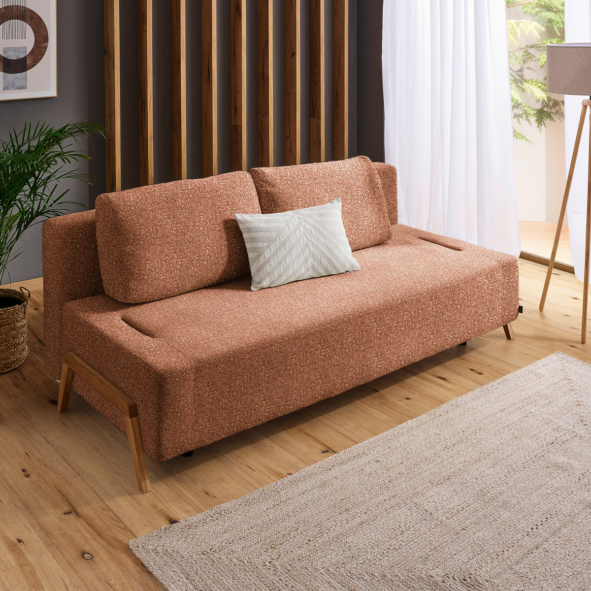 SCHLAFSOFA in Holz, Textil Cognac  - Cognac/Naturfarben, Design, Holz/Textil (211/88/102cm) - Niels Andersson