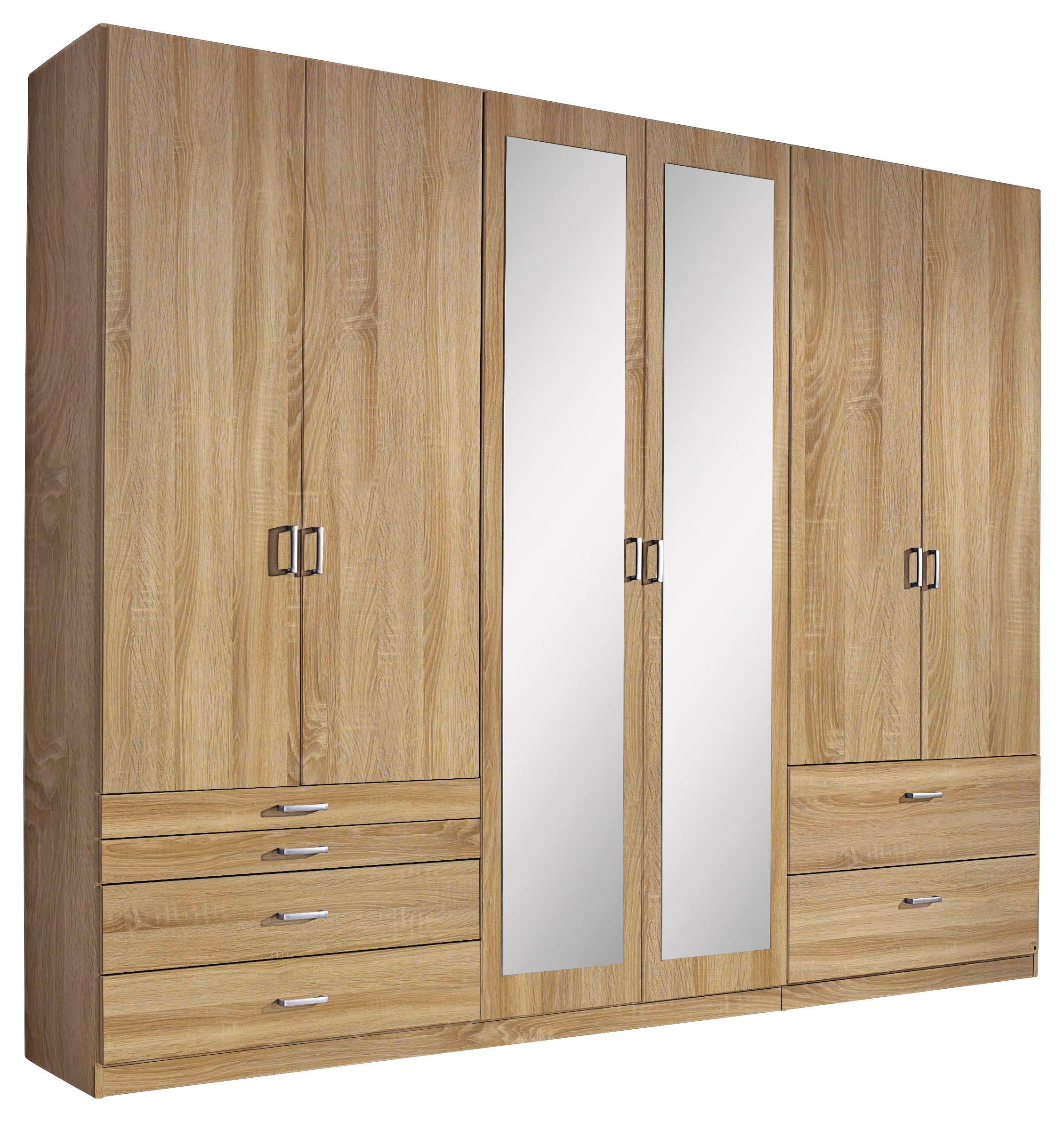 OMARA S KLASIČNIMI VRATI, hrast sonoma  - barve aluminija/hrast sonoma, Basics, umetna masa/steklo (271/210/54cm) - Xora