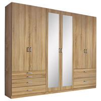 OMARA S KLASIČNIMI VRATI, hrast sonoma  - barve aluminija/hrast sonoma, Basics, umetna masa/steklo (271/210/54cm) - Xora