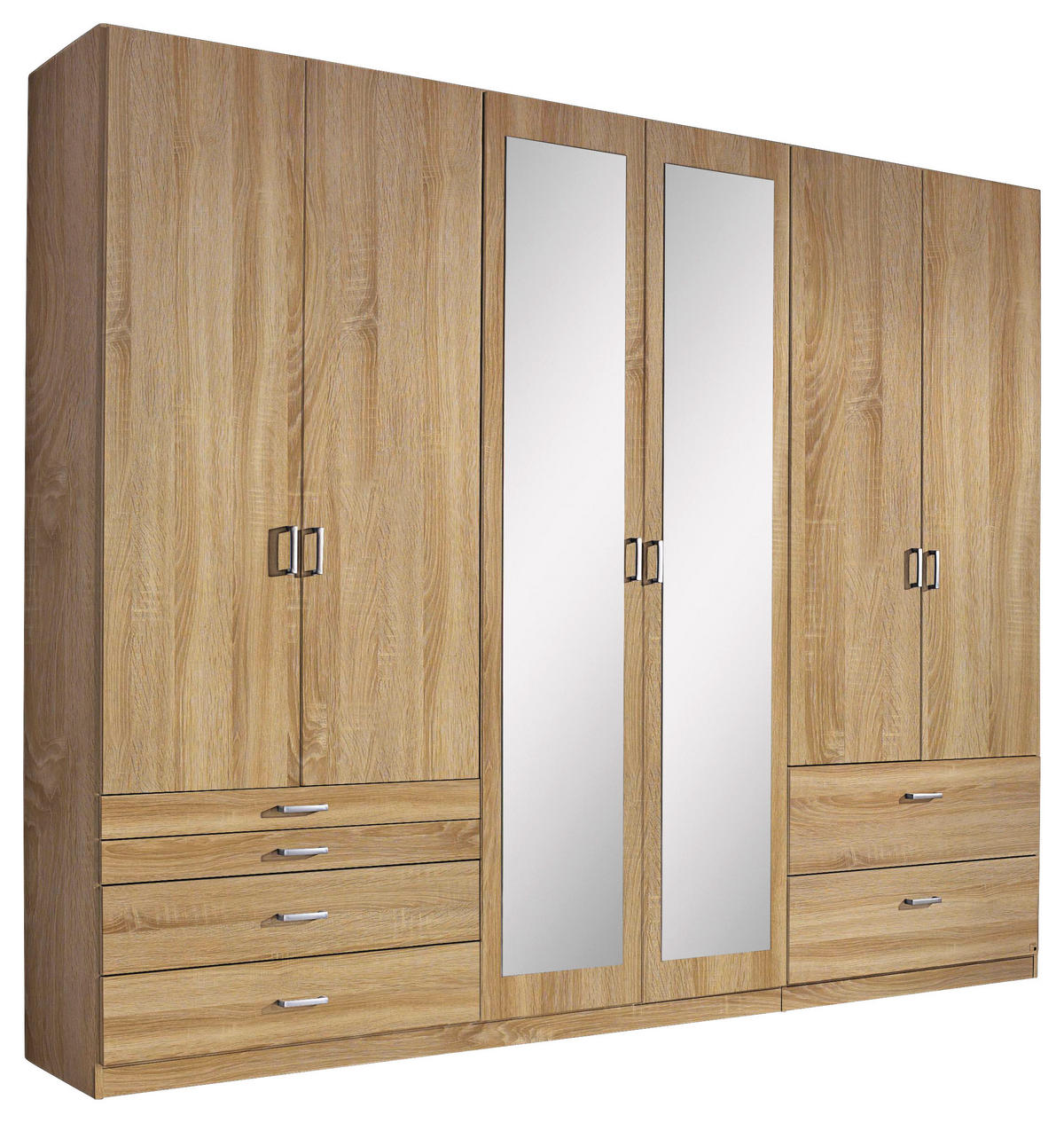 OMARA S KLASIČNIMI VRATI, hrast sonoma  - barve aluminija/hrast sonoma, Basics, umetna masa/steklo (271/210/54cm) - Xora
