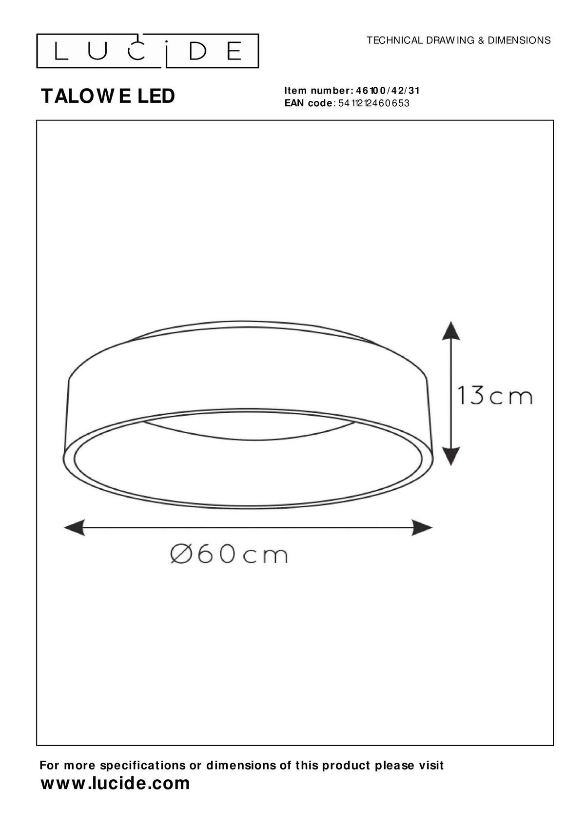 LED-DECKENLEUCHTE 42 W    60/60/13 cm  - Weiss, Basics, Metall (60/60/13cm) - Lucide