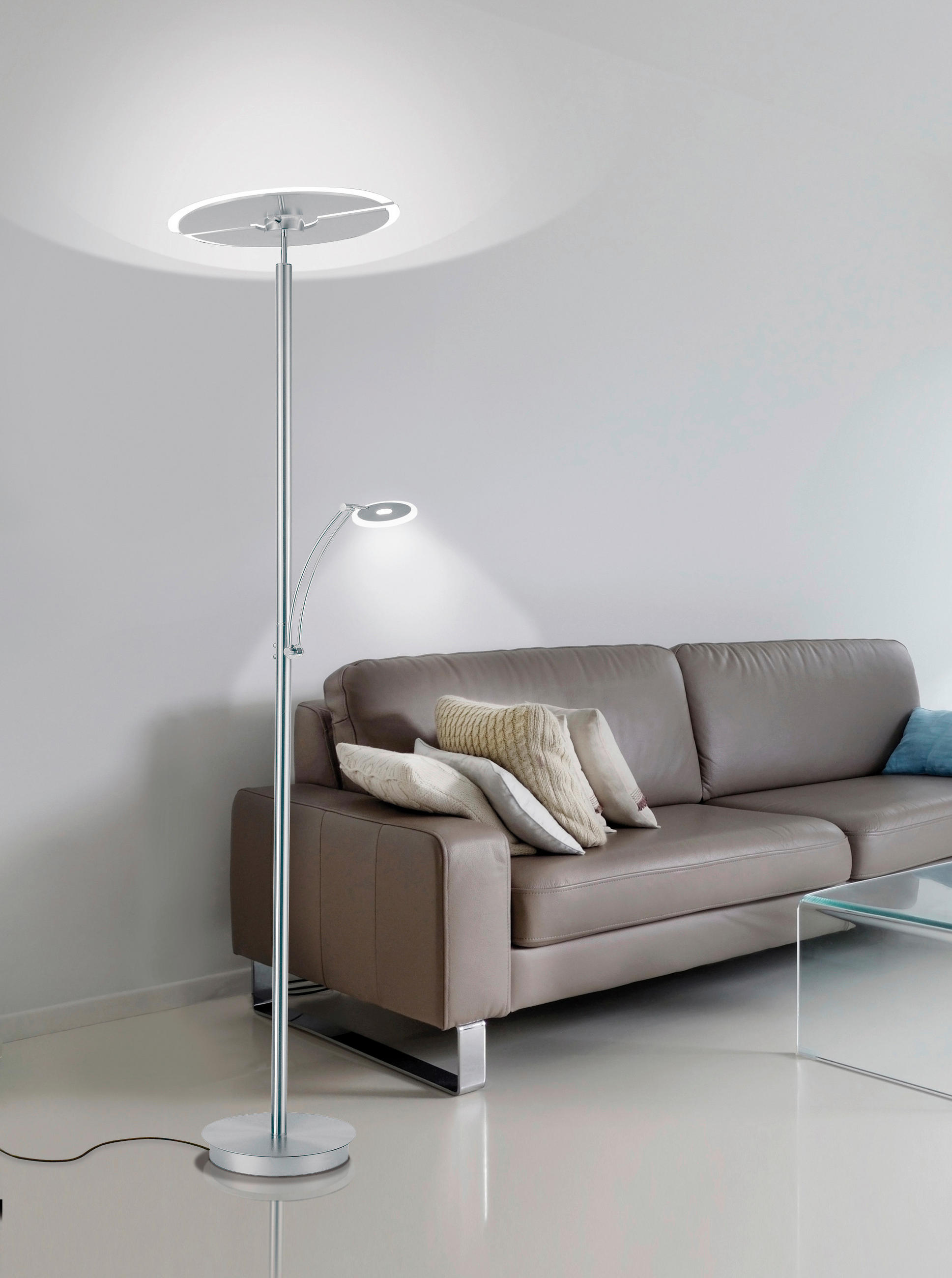 LED-STEHLEUCHTE - Silberfarben, Basics, Metall (68/45,5/200,3cm) - Paul Neuhaus