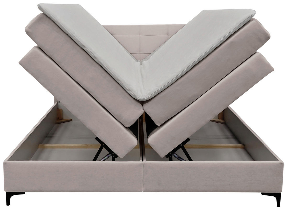 BOXSPRINGBETT 160/200 cm,  in Lavagrau, H3 = fest  - Lavagrau/Schwarz, KONVENTIONELL, Kunststoff/Textil (160/200cm)