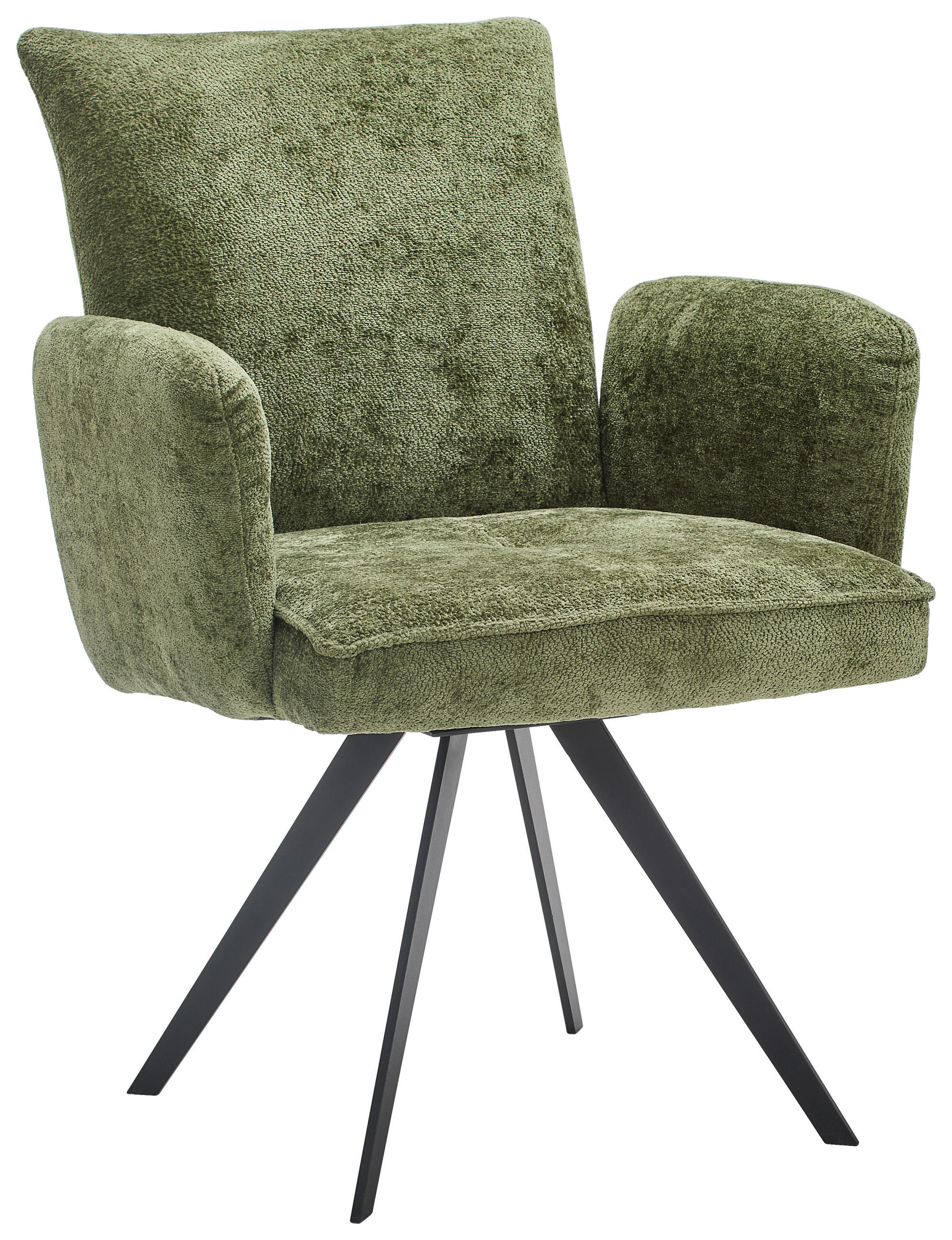 ARMLEHNSTUHL  in Eisen Teddystoff  - Schwarz/Olivgrün, Design, Textil/Metall (64/87/71cm) - Welnova