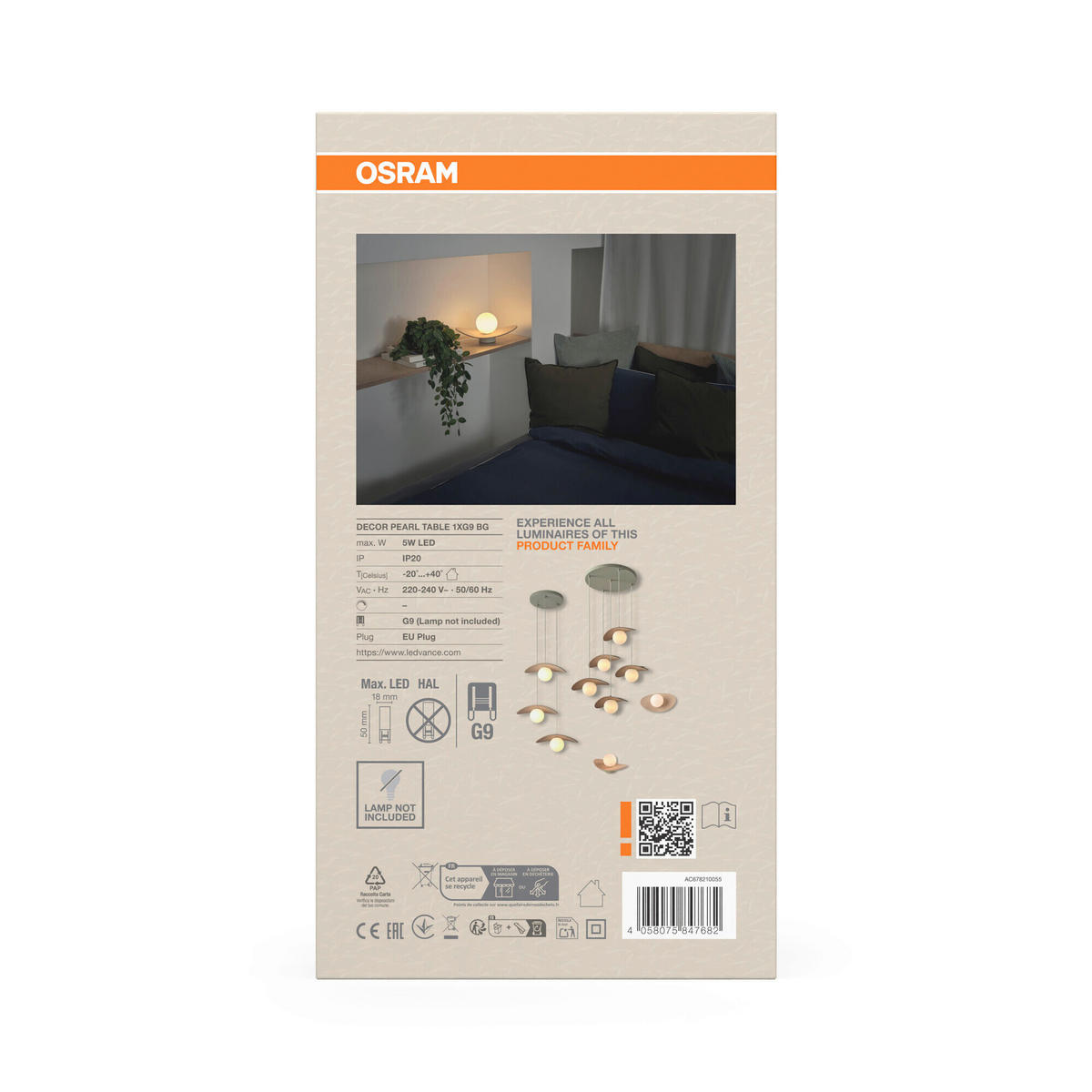 TISCHLEUCHTE 28/15/13,5 cm   - Beige, Design, Glas/Textil (28/15/13,5cm) - Osram
