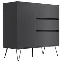 SIDEBOARD Posseik Industrial  in 99/93,6/42 cm  - Graphitfarben/Schwarz, Design, Holzwerkstoff/Metall (99/93,6/42cm) - P & B