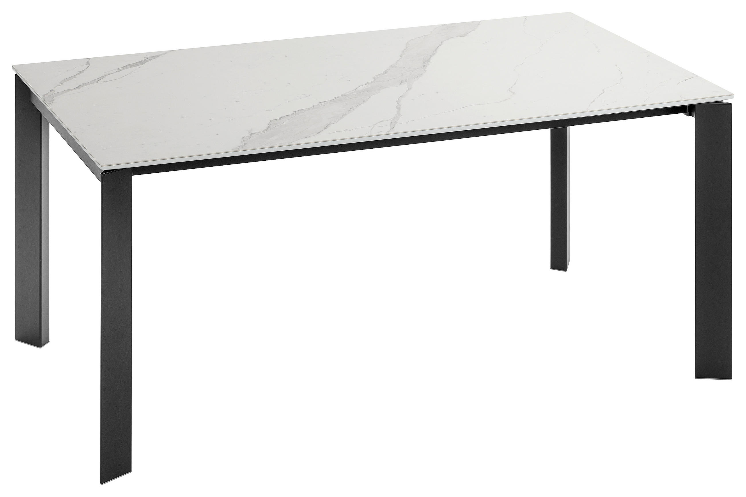 TABLE in métal, céramique 160-250/90/75 cm  - noir/blanc, Design, céramique/métal (160-250/90/75cm) - Novel