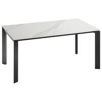 ESSTISCH in Metall, Keramik 160-250/90/75 cm  - Weiss/Schwarz, Design, Keramik/Metall (160-250/90/75cm) - Novel
