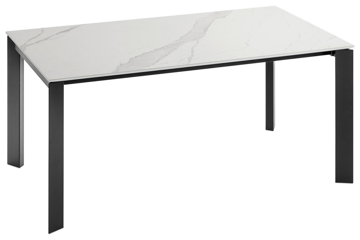 ESSTISCH in Metall, Keramik 160-250/90/75 cm  - Weiss/Schwarz, Design, Keramik/Metall (160-250/90/75cm) - Novel