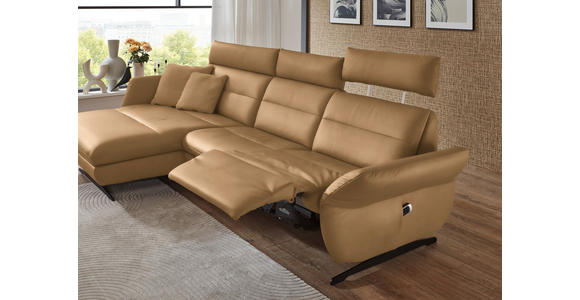 ECKSOFA in Echtleder Honig  169/298 cm  - Schwarz/Honig, Design, Leder/Metall (169/298cm) - Dieter Knoll
