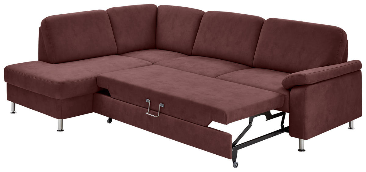 ECKSOFA in Mikrofaser Weinrot  - Weinrot, Design, Textil/Metall (202/266cm) - Beldomo System