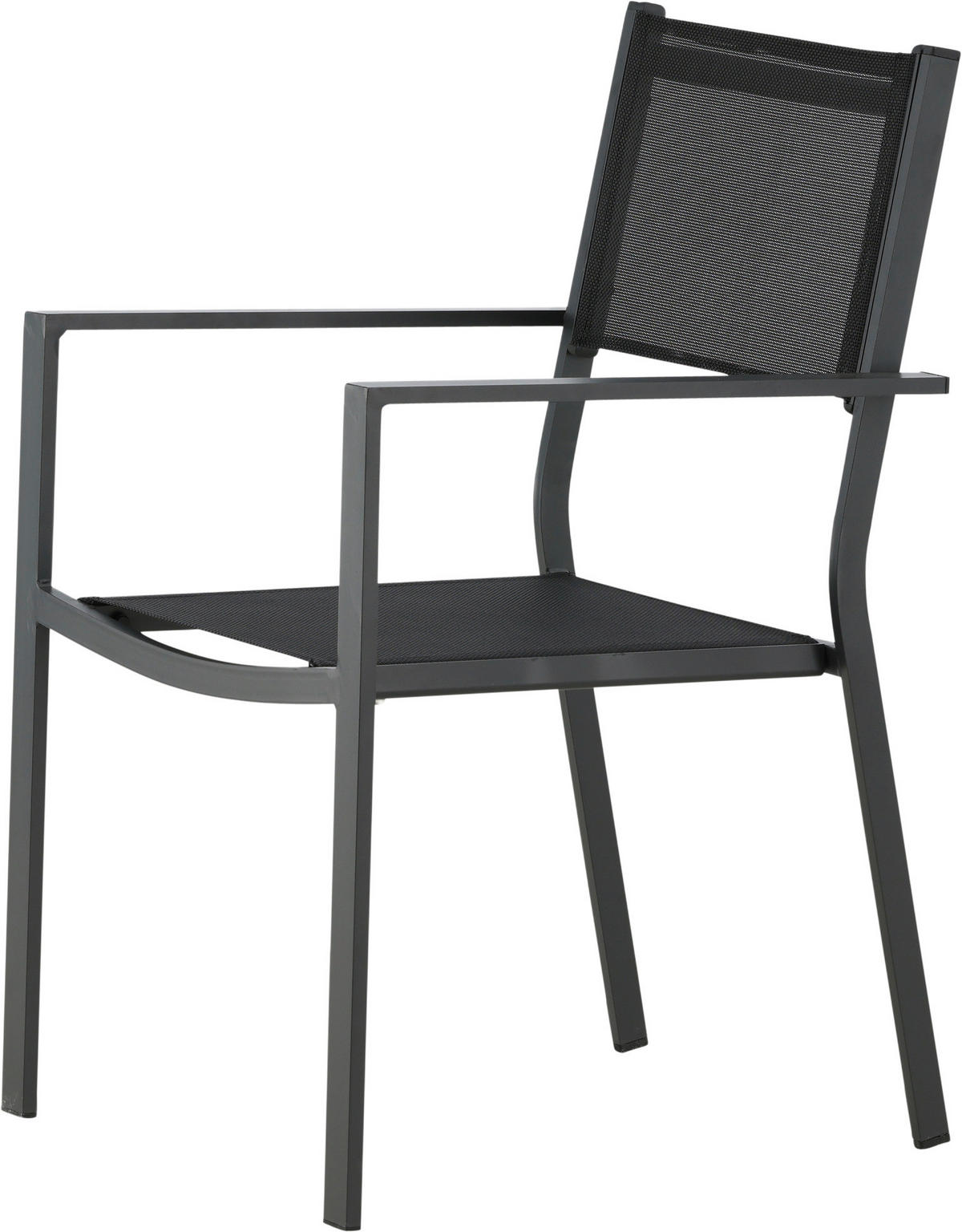 Stapelsessel 2er-Set Aluminium Schwarz  - Schwarz, KONVENTIONELL, Textil/Metall (56.5/88/61cm) - Gardenson