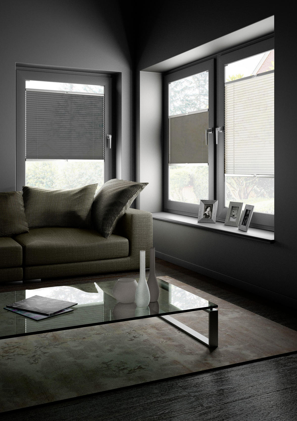 PLISÉ, poloprůhledné, 60/130 cm - světle šedá, Design, textil (60/130cm) - Homeware