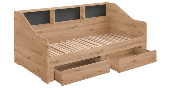 AUSZIEHBETT 90-180/200 cm  in Dunkelgrau, Eiche Artisan  - Dunkelgrau/Buchefarben, KONVENTIONELL, Holzwerkstoff (90-180/200cm) - Carryhome