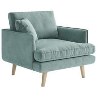 DESIGNSESSEL Velours Hellblau  - Naturfarben/Hellblau, Design, Holz/Textil (80/93/92cm) - Livetastic