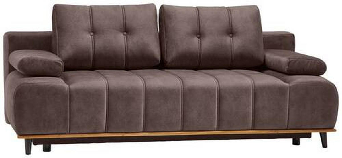 SCHLAFSOFA Webstoff Braun  - Schwarz/Braun, Design, Holz/Textil (206/77-87/102cm) - Novel