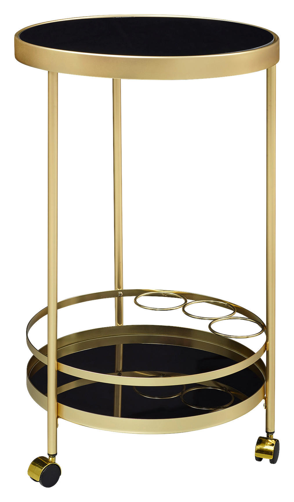 SERVÍROVACÍ VOZÍK, černá, barvy zlata, 45/45/76 cm - černá/barvy zlata, Design, kov/plast (45/45/76cm) - MID.YOU