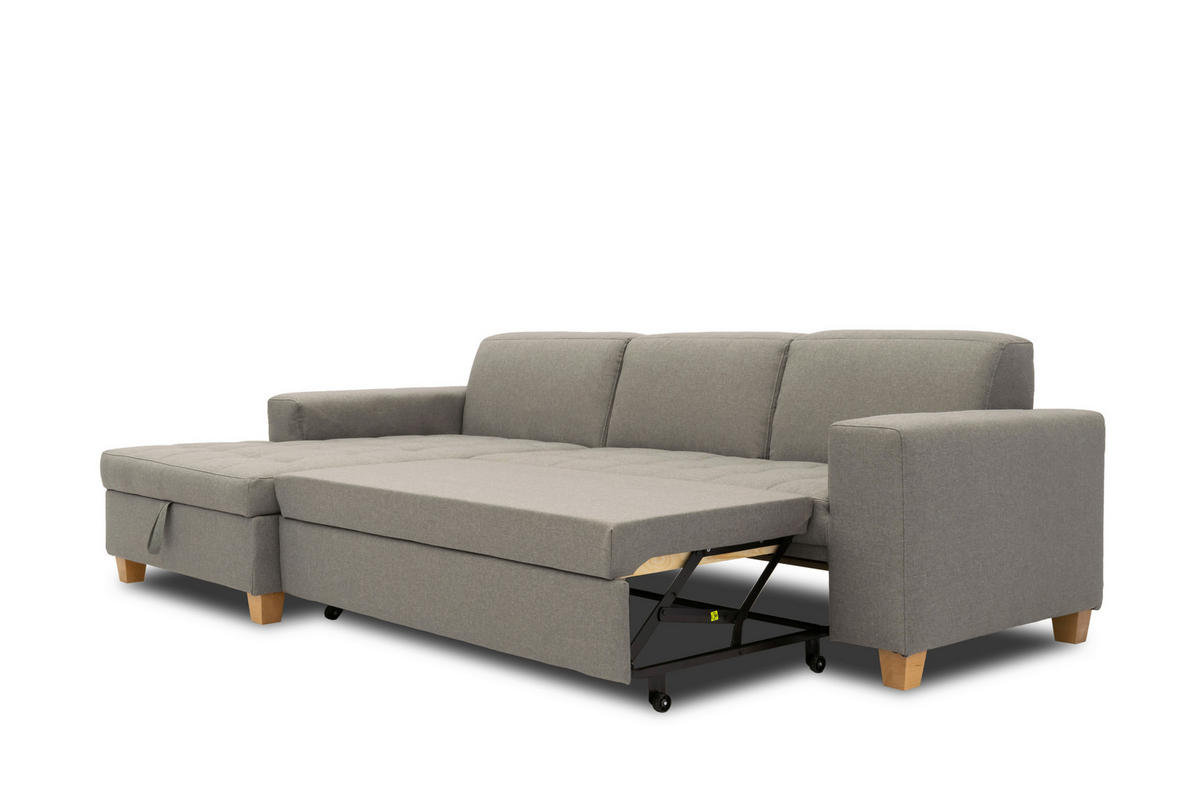 ECKSCHLAFSOFA  SUGAR Silberfarben Webstoff  - Chromfarben/Silberfarben, Basics, Textil/Metall (266/162cm) - MID.YOU