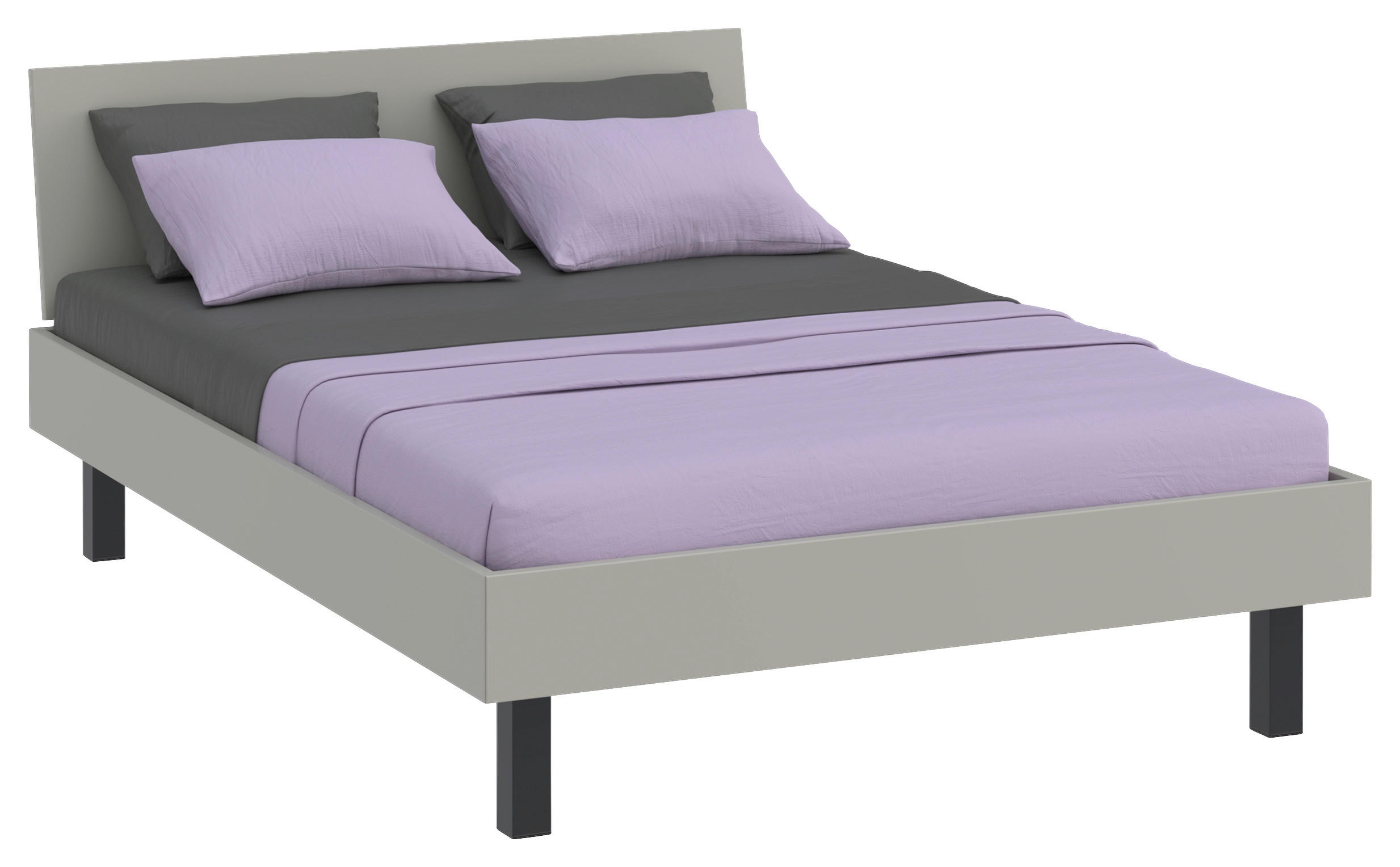 BETT 140/200 cm  in Hellgrau  - Hellgrau/Schwarz, Design, Holzwerkstoff/Metall (140/200cm) - Xora