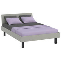 BETT in Hellgrau  - Hellgrau/Schwarz, Design, Holzwerkstoff/Metall (140/200cm) - Xora