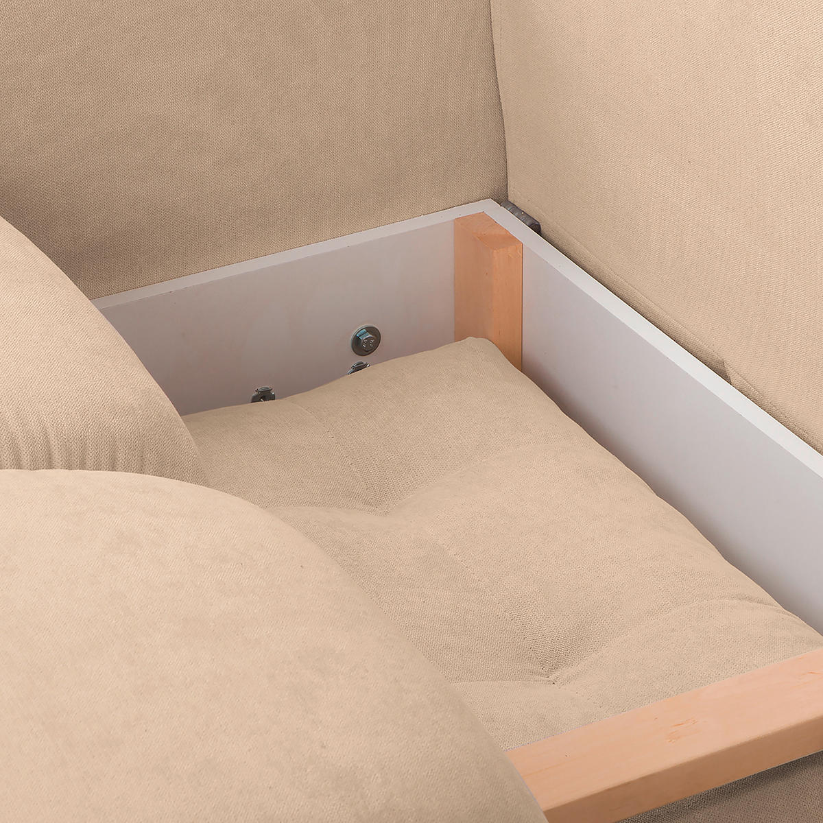 ECKSOFA in Mikrofaser Beige  - Beige/Silberfarben, Design, Textil/Metall (256/175cm) - Livetastic