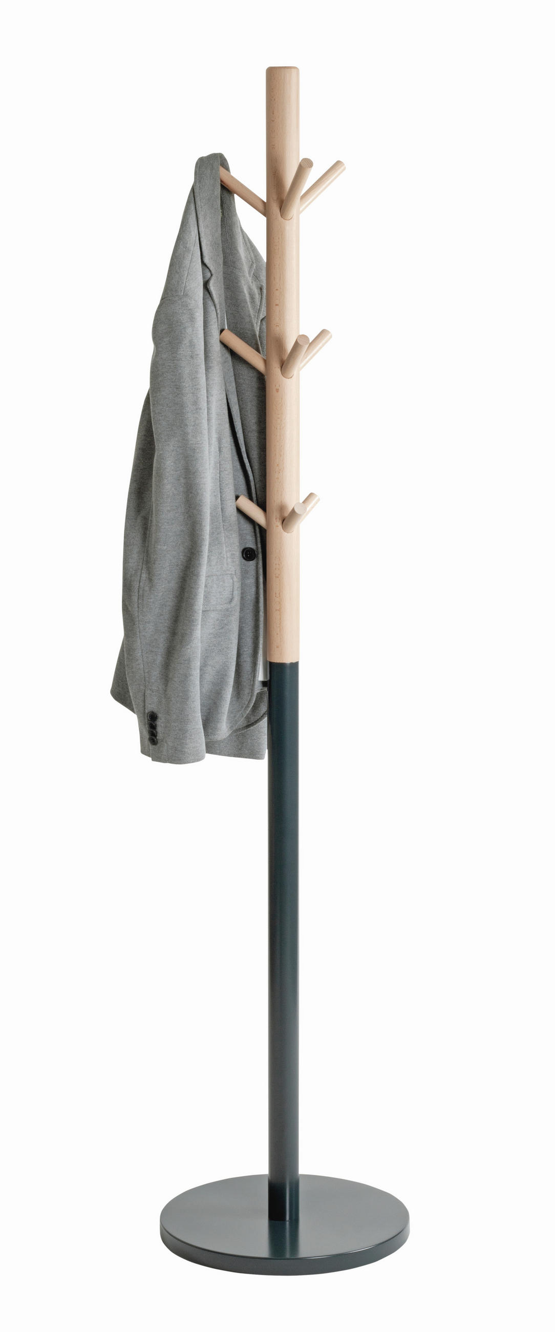 KLEIDERSTÄNDER in Anthrazit, Buchefarben 37/171/37 cm   - Anthrazit/Buchefarben, Design, Holz/Metall (37/171/37cm)